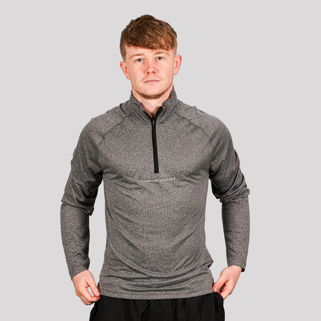 Champion Mindset Long Sleeve Performance 1/4 Zip - Black Melange / Black